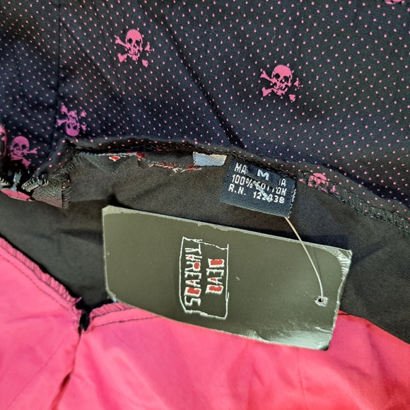 Dead Threads Goth Dress 1950s Retro Style Pin Up Pink Black Skull Halloween Sz M - Picture 10 of 11